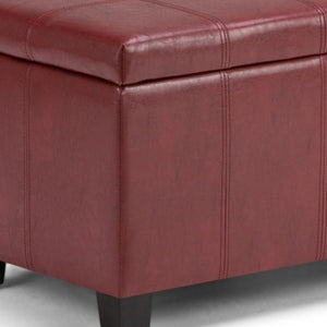 HomeRoots 36" Elegant Dark Brown & Red Upholstered Storage Ottoman: Stylish Seating & Hidden Storage Solution 640159