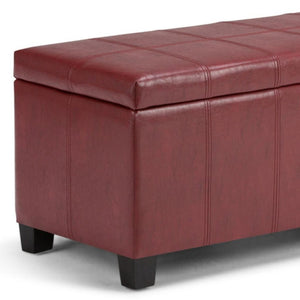 HomeRoots 36" Elegant Dark Brown & Red Upholstered Storage Ottoman: Stylish Seating & Hidden Storage Solution 640159