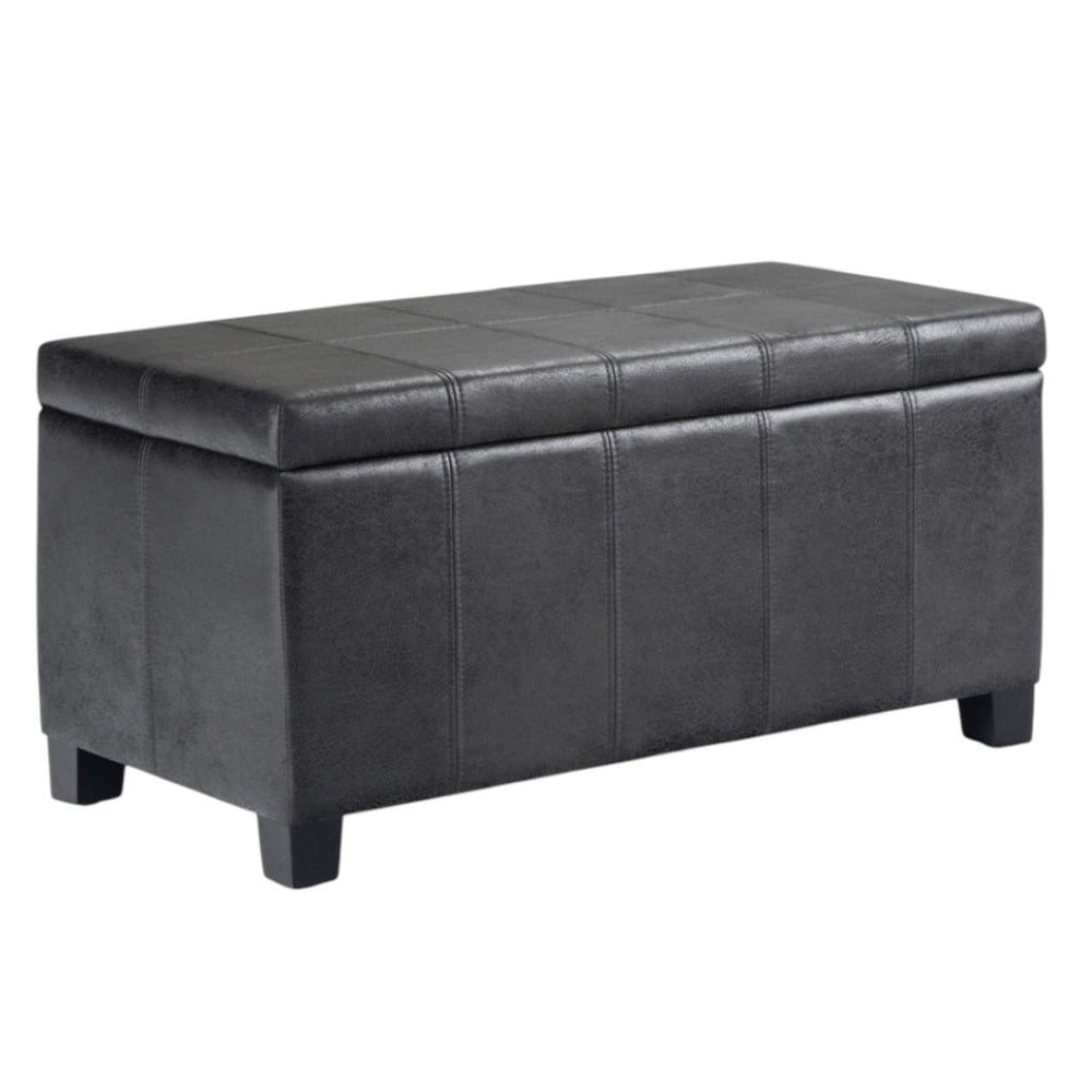 HomeRoots 36" Dark Brown & Black Upholstered Storage Ottoman – Multi-functional Design for Stylish Living Spaces 640160
