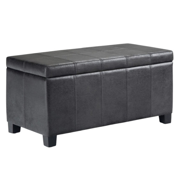 HomeRoots 36" Dark Brown & Black Upholstered Storage Ottoman – Multi-functional Design for Stylish Living Spaces 640160