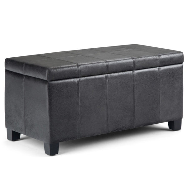 HomeRoots 36" Dark Brown & Black Upholstered Storage Ottoman – Multi-functional Design for Stylish Living Spaces 640160