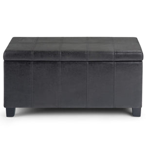HomeRoots 36" Dark Brown & Black Upholstered Storage Ottoman – Multi-functional Design for Stylish Living Spaces 640160