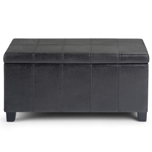 HomeRoots 36" Dark Brown & Black Upholstered Storage Ottoman – Multi-functional Design for Stylish Living Spaces 640160