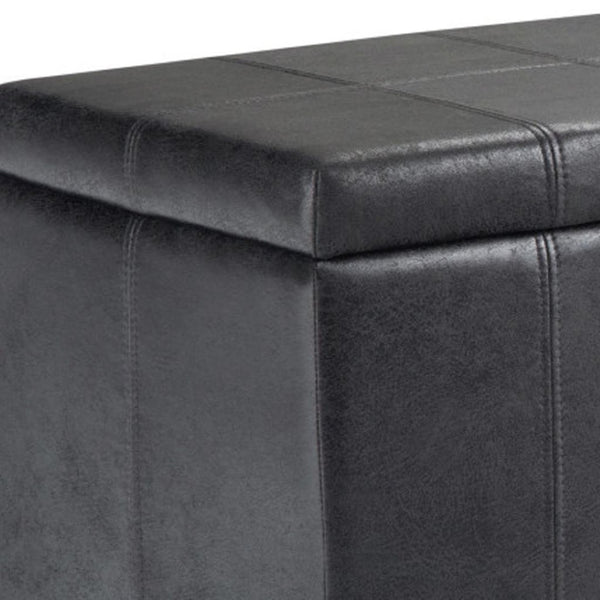 HomeRoots 36" Dark Brown & Black Upholstered Storage Ottoman – Multi-functional Design for Stylish Living Spaces 640160