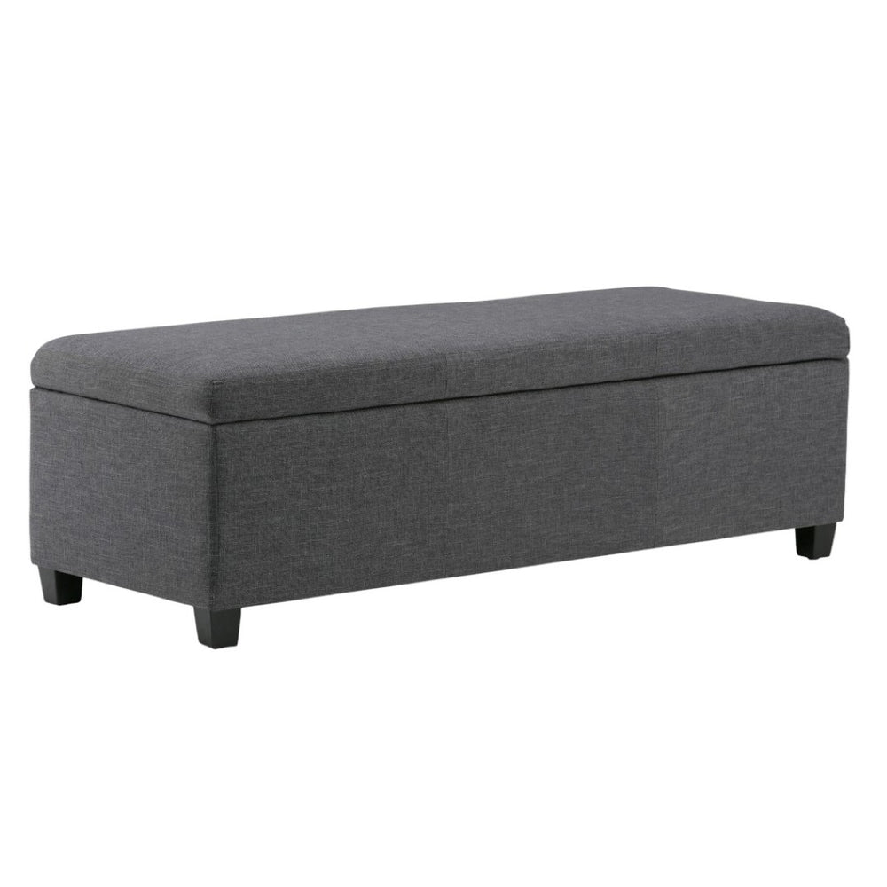 HomeRoots 48" Contemporary Dark Brown and Slate Gray Storage Ottoman for Stylish Living Room Organization 640161