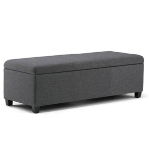 HomeRoots 48" Contemporary Dark Brown and Slate Gray Storage Ottoman for Stylish Living Room Organization 640161