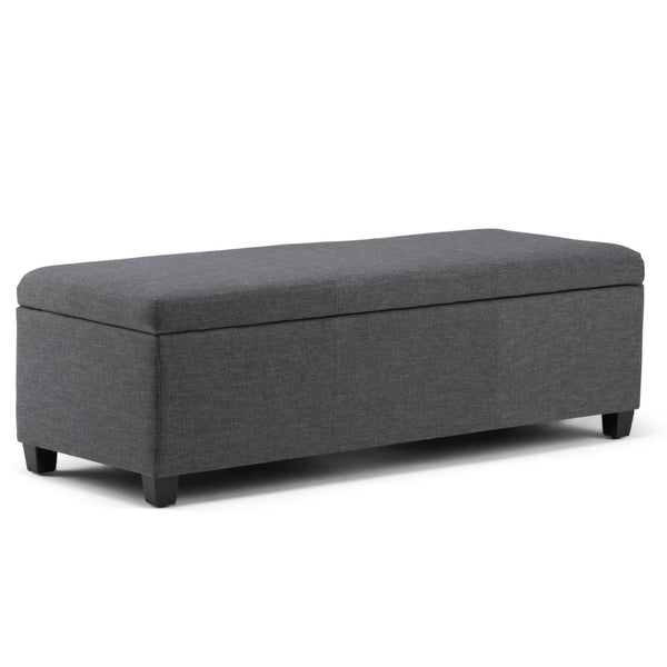 HomeRoots 48" Contemporary Dark Brown and Slate Gray Storage Ottoman for Stylish Living Room Organization 640161
