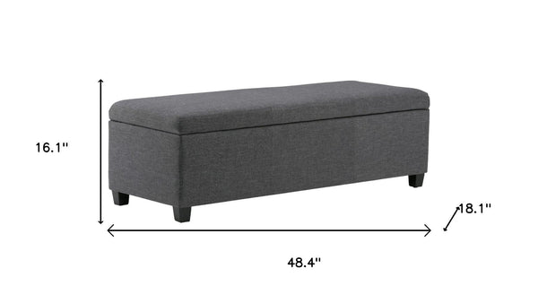 HomeRoots 48" Contemporary Dark Brown and Slate Gray Storage Ottoman for Stylish Living Room Organization 640161