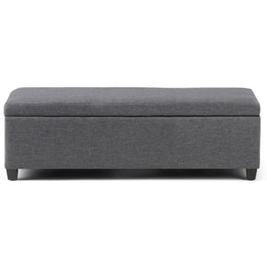 HomeRoots 48" Contemporary Dark Brown and Slate Gray Storage Ottoman for Stylish Living Room Organization 640161