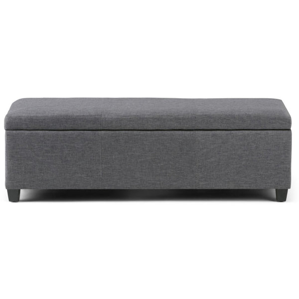 HomeRoots 48" Contemporary Dark Brown and Slate Gray Storage Ottoman for Stylish Living Room Organization 640161