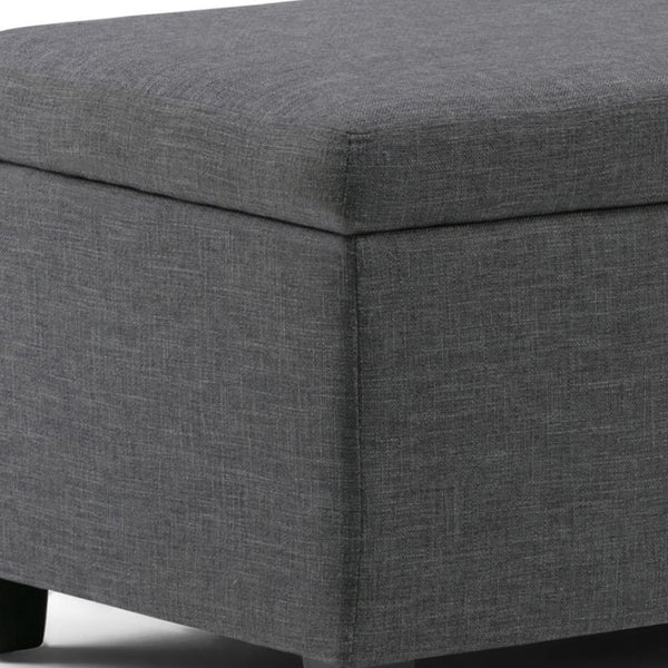 HomeRoots 48" Contemporary Dark Brown and Slate Gray Storage Ottoman for Stylish Living Room Organization 640161