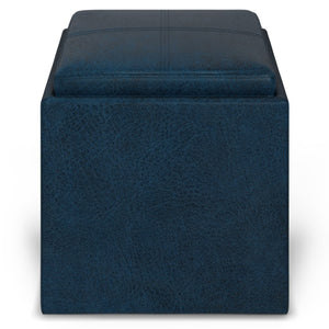 HomeRoots 17" Blue Upholstered Storage Ottoman - Versatile Footrest, Extra Seating, and Hidden Storage Solution! 640162