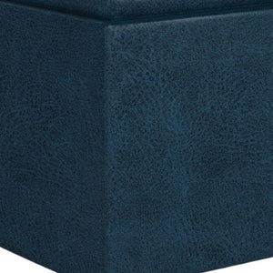 HomeRoots 17" Blue Upholstered Storage Ottoman - Versatile Footrest, Extra Seating, and Hidden Storage Solution! 640162