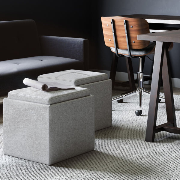 HomeRoots 17" Cloud Upholstery Storage Ottoman - Stylish, Multi-Functional Seating & Hidden Storage for Any Space 640163