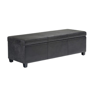 HomeRoots 48" Stylish Dark Brown and Black Upholstered Storage Ottoman - Versatile Seating and Hidden Storage! 640164
