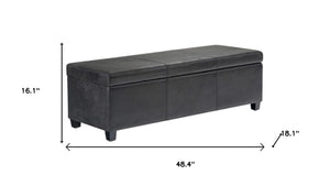 HomeRoots 48" Stylish Dark Brown and Black Upholstered Storage Ottoman - Versatile Seating and Hidden Storage! 640164