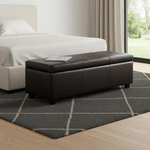HomeRoots 48" Dark Brown Upholstery Storage Ottoman – Stylish Multi-Functional Seating & Hidden Storage Solution 640165