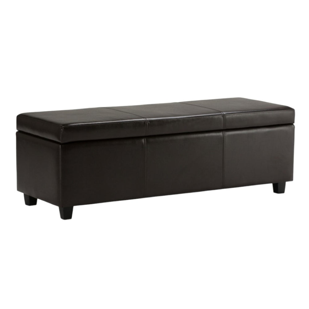 HomeRoots 48" Dark Brown Upholstery Storage Ottoman – Stylish Multi-Functional Seating & Hidden Storage Solution 640165