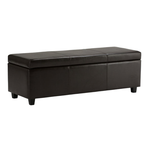 HomeRoots 48" Dark Brown Upholstery Storage Ottoman – Stylish Multi-Functional Seating & Hidden Storage Solution 640165