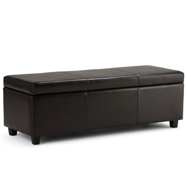 HomeRoots 48" Dark Brown Upholstery Storage Ottoman – Stylish Multi-Functional Seating & Hidden Storage Solution 640165