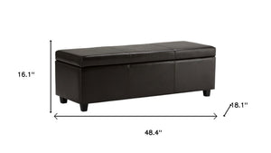 HomeRoots 48" Dark Brown Upholstery Storage Ottoman – Stylish Multi-Functional Seating & Hidden Storage Solution 640165
