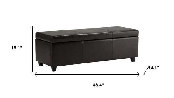 HomeRoots 48" Dark Brown Upholstery Storage Ottoman – Stylish Multi-Functional Seating & Hidden Storage Solution 640165