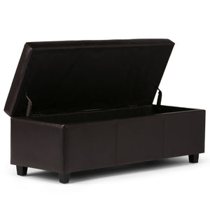HomeRoots 48" Dark Brown Upholstery Storage Ottoman – Stylish Multi-Functional Seating & Hidden Storage Solution 640165