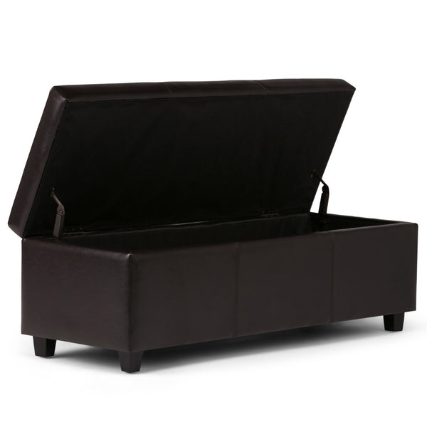 HomeRoots 48" Dark Brown Upholstery Storage Ottoman – Stylish Multi-Functional Seating & Hidden Storage Solution 640165