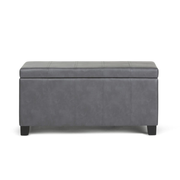 HomeRoots 36" Stylish Dark Brown & Gray Upholstered Storage Ottoman – Versatile Footrest, Seating & Organizer 640166
