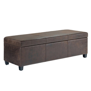 HomeRoots 48" Stylish Dark Brown Upholstery Storage Ottoman - Versatile Seating, Footrest & Hidden Storage Solution 640167