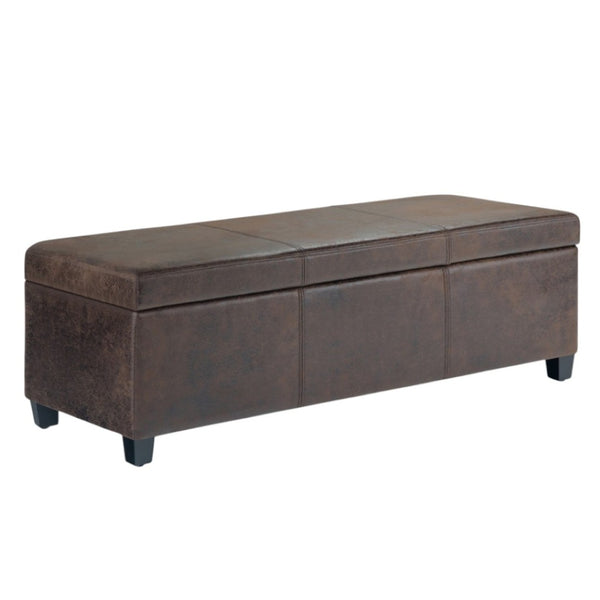 HomeRoots 48" Stylish Dark Brown Upholstery Storage Ottoman - Versatile Seating, Footrest & Hidden Storage Solution 640167