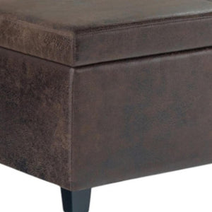 HomeRoots 48" Stylish Dark Brown Upholstery Storage Ottoman - Versatile Seating, Footrest & Hidden Storage Solution 640167