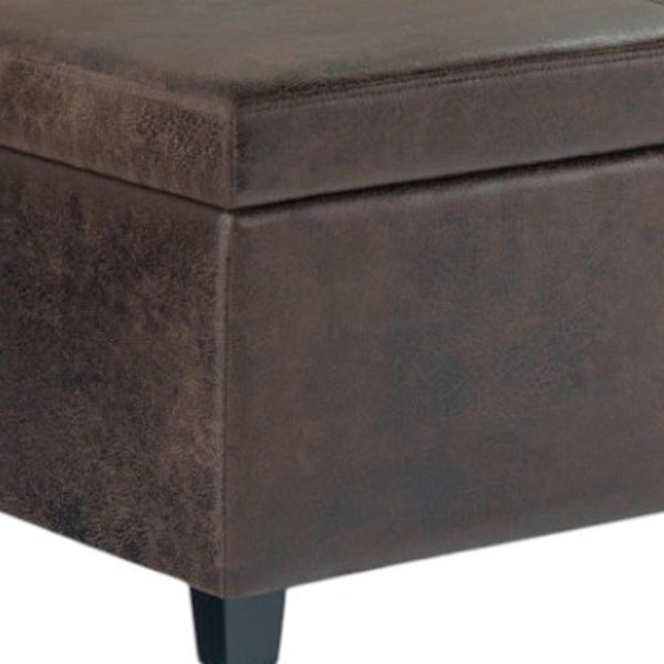 HomeRoots 48" Stylish Dark Brown Upholstery Storage Ottoman - Versatile Seating, Footrest & Hidden Storage Solution 640167