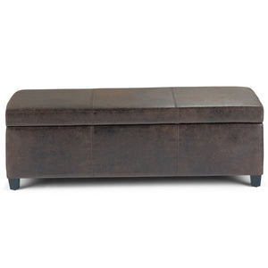 HomeRoots 48" Stylish Dark Brown Upholstery Storage Ottoman - Versatile Seating, Footrest & Hidden Storage Solution 640167