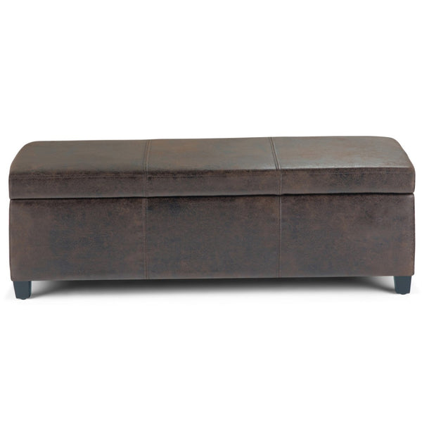 HomeRoots 48" Stylish Dark Brown Upholstery Storage Ottoman - Versatile Seating, Footrest & Hidden Storage Solution 640167