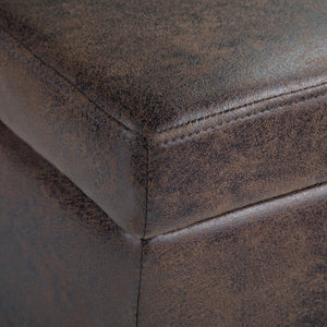 HomeRoots 48" Stylish Dark Brown Upholstery Storage Ottoman - Versatile Seating, Footrest & Hidden Storage Solution 640167