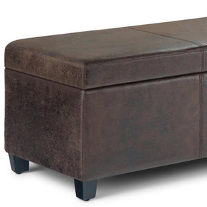 HomeRoots 48" Stylish Dark Brown Upholstery Storage Ottoman - Versatile Seating, Footrest & Hidden Storage Solution 640167