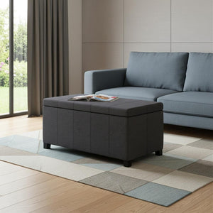 HomeRoots 36" Stylish Dark Brown & Slate Gray Storage Ottoman - Multi-Functional Seating & Hidden Storage Solution 640168