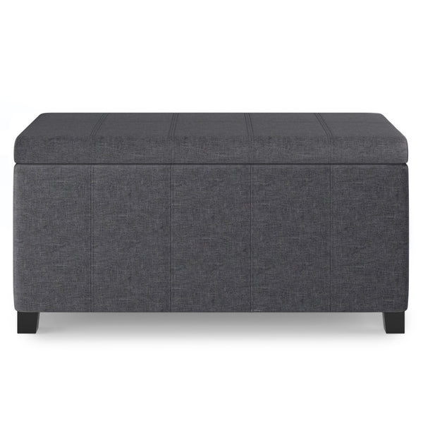 HomeRoots 36" Stylish Dark Brown & Slate Gray Storage Ottoman - Multi-Functional Seating & Hidden Storage Solution 640168
