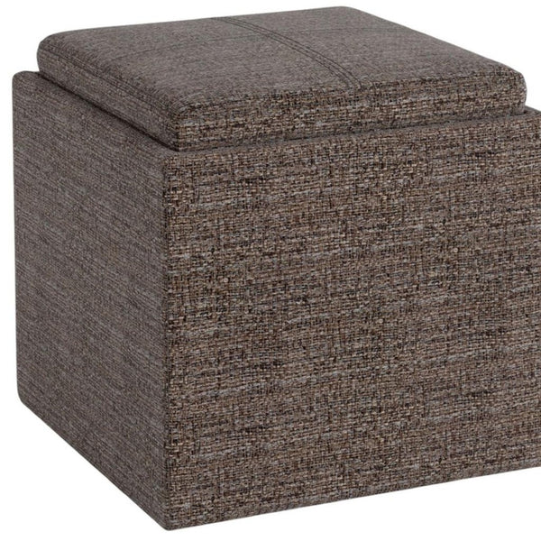 HomeRoots 17" Brown Upholstery Storage Ottoman – Versatile Compact Seating & Hidden Storage for Any Room 640169