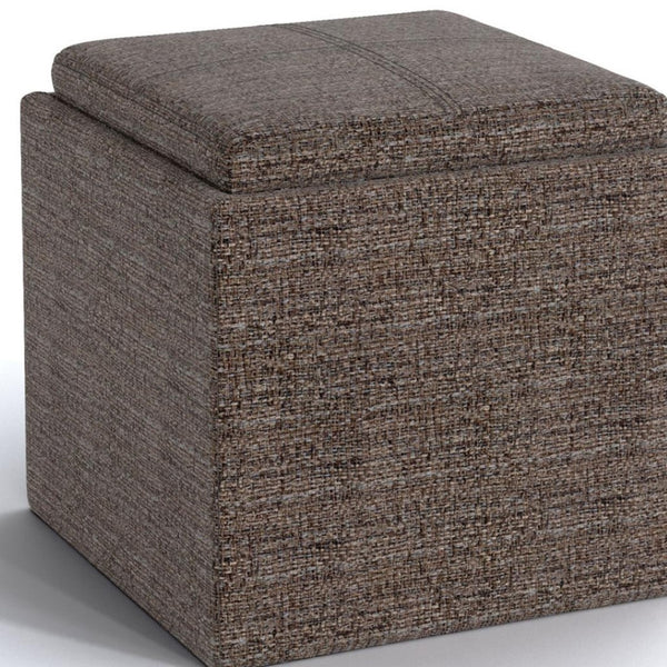 HomeRoots 17" Brown Upholstery Storage Ottoman – Versatile Compact Seating & Hidden Storage for Any Room 640169