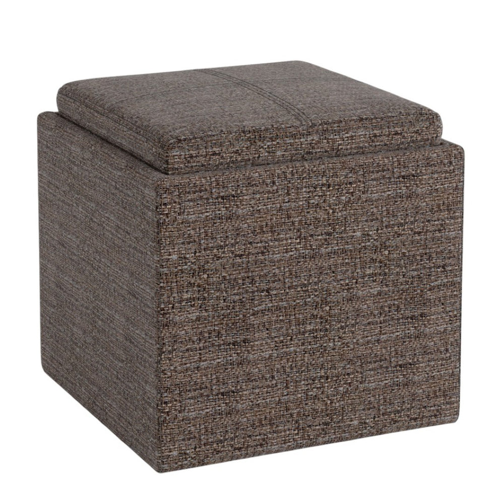 HomeRoots 17" Brown Upholstery Storage Ottoman – Versatile Compact Seating & Hidden Storage for Any Room 640169