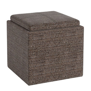 HomeRoots 17" Brown Upholstery Storage Ottoman – Versatile Compact Seating & Hidden Storage for Any Room 640169