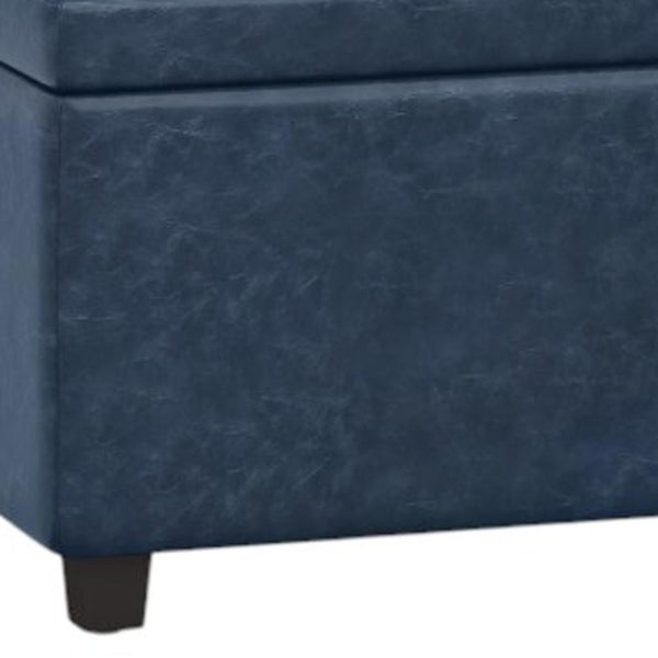 HomeRoots 48" Stylish Dark Brown & Denim Blue Upholstered Storage Ottoman - Multi-Functional Seating & Décor 640170