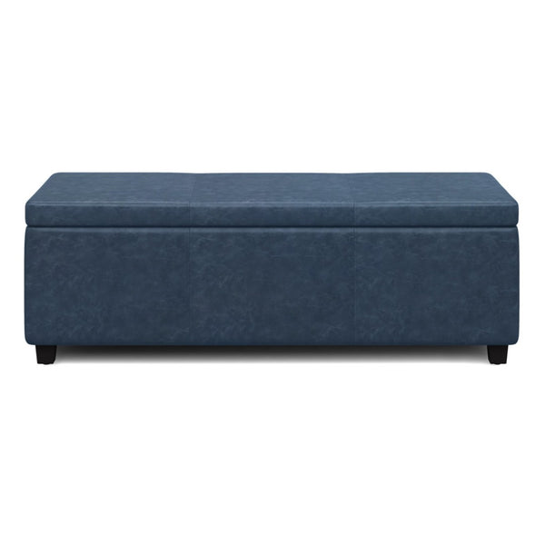 HomeRoots 48" Stylish Dark Brown & Denim Blue Upholstered Storage Ottoman - Multi-Functional Seating & Décor 640170