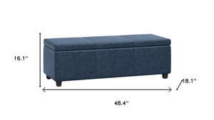 HomeRoots 48" Stylish Dark Brown & Denim Blue Upholstered Storage Ottoman - Multi-Functional Seating & Décor 640170