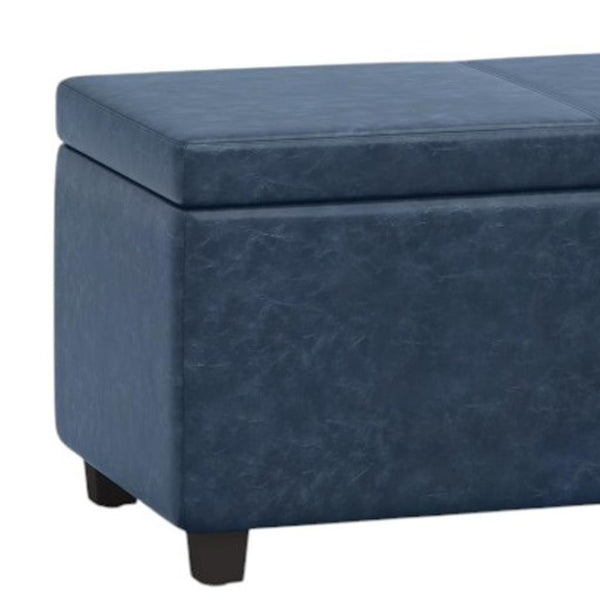 HomeRoots 48" Stylish Dark Brown & Denim Blue Upholstered Storage Ottoman - Multi-Functional Seating & Décor 640170