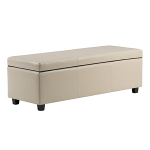 HomeRoots 48" Elegant Dark Brown & Cream Upholstery Storage Ottoman – Stylish Multi-Functional Seating Solution 640171