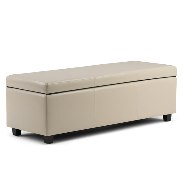 HomeRoots 48" Elegant Dark Brown & Cream Upholstery Storage Ottoman – Stylish Multi-Functional Seating Solution 640171
