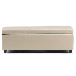 HomeRoots 48" Elegant Dark Brown & Cream Upholstery Storage Ottoman – Stylish Multi-Functional Seating Solution 640171